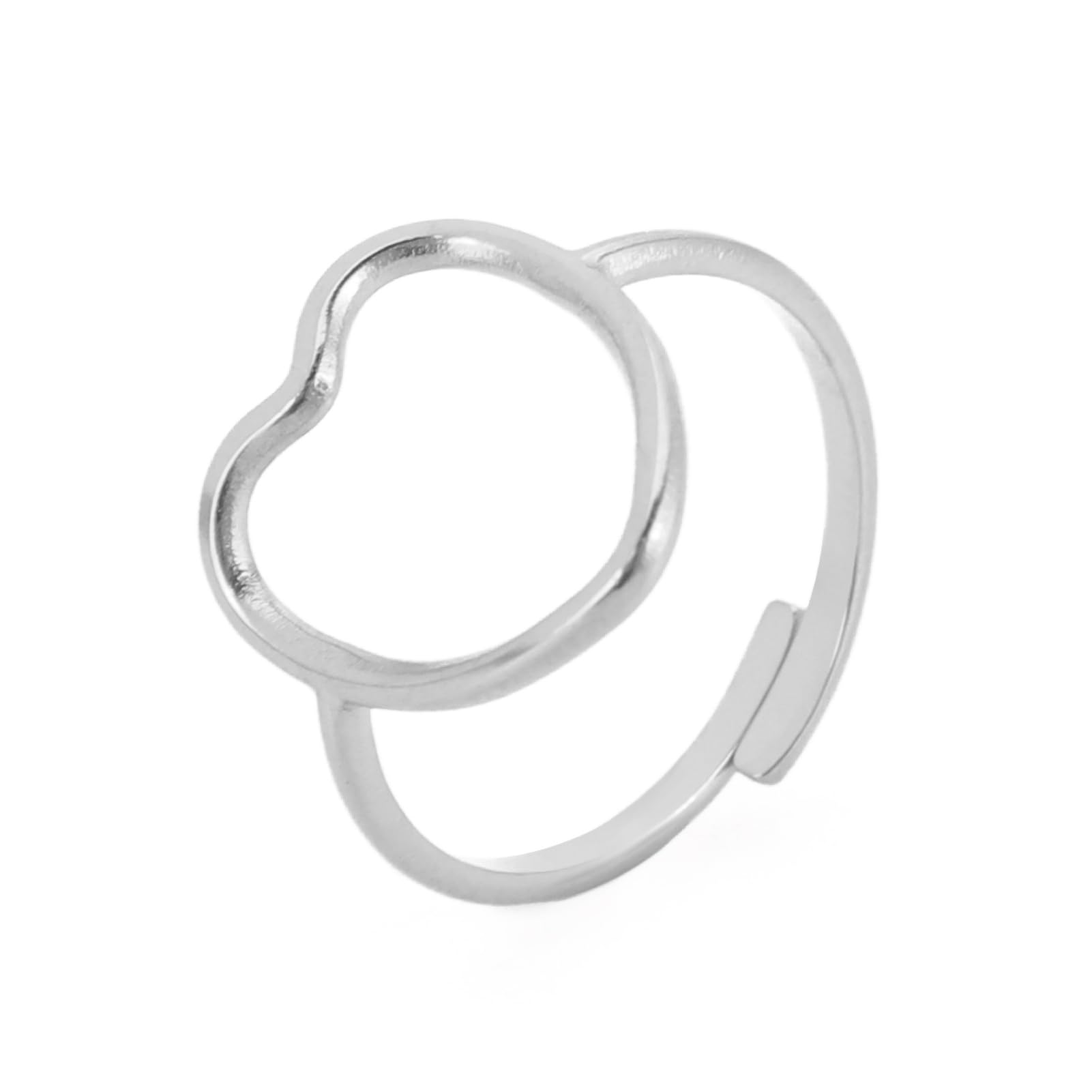 TEAMERAcero inoxidable Minimalista Hueco Anillo Redondo Elipse Rectangular Resizable Anillo Corazón Grande Vintage Joyería Minimalista Para Mujer