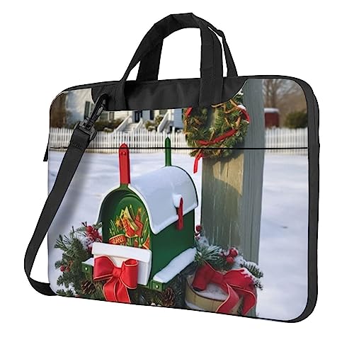 Sac pour ordinateur portable 15.6 pouces imprimé boîte aux lettres de Noël noir