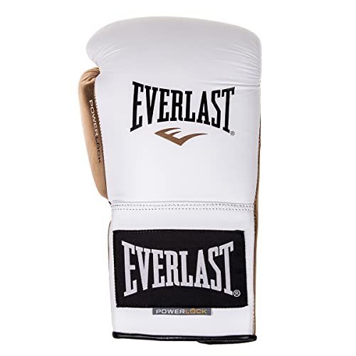LUVAS DE TREINO POWERLOCK AMARRAÇÃO EVERLAST BCO / DOURADO 16 OZ