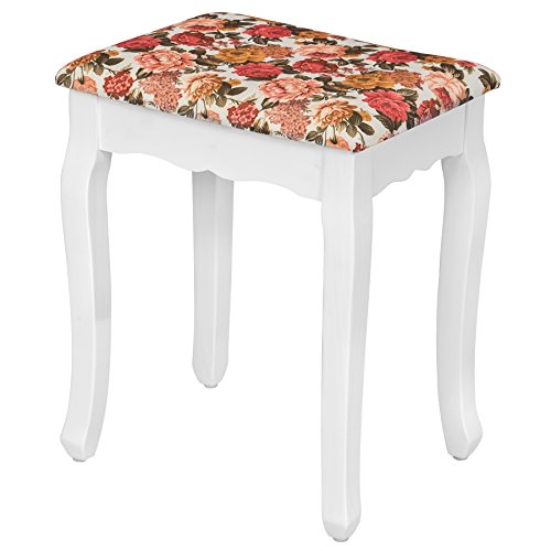 TecTake comò specchiera bianca con sgabello