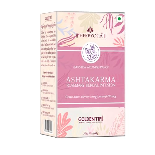 Image of Golden Tips Tea Herbyoga Ashtakarma Rosemary Herbal Tea Infusion | Natural Wellness Blend Refreshing Aromatic Herbal Drink for Relaxation & Daily Wellness