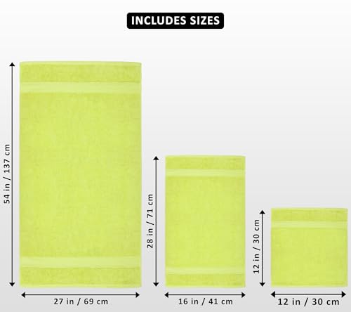 Image of Utopia Towels 8 Piece Luxury Towel Set - Majestic Plush, Super Absorbent & Quicker-to-Dry, Thick 100% Ring Spun Cotton Towels for Bathroom, Spa & Hotel - 2 Bath, 2 Hand, 4 Washcloths, Neon Green