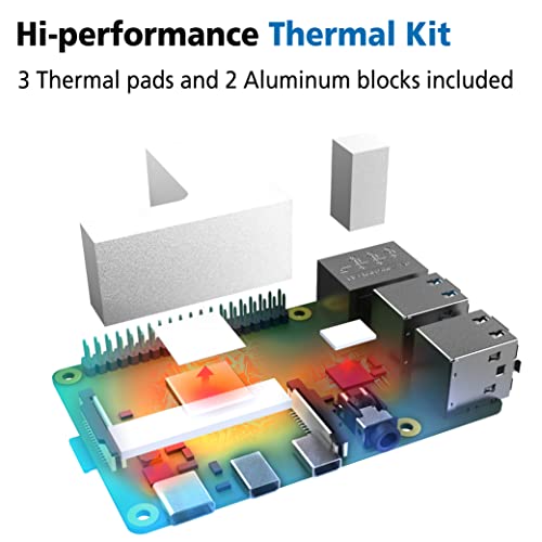 Akasa Gem Pro, 100% Rein Aluminium Raspberry Pi 4 Lüfterloses Gehäuse, leise Passive Cooling Case, mit Wärmeleitpaste und Pads, Kompatibel mit Raspberry Pi 4 Modell B, Silber, A-RA09-M2S