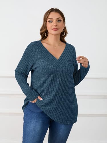 Image of BELAROI Womens Plus Size Sweaters V Neck Fall Tunic Top Pullover Shirts