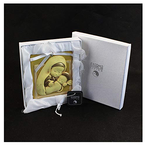  DLM-30168 (Kit 6 Pezzi) Quadretto Quadro Oro Gold Madonna con Bambino Icona Idea Regalo Matrimonio Battesimo Comunione bomboniera