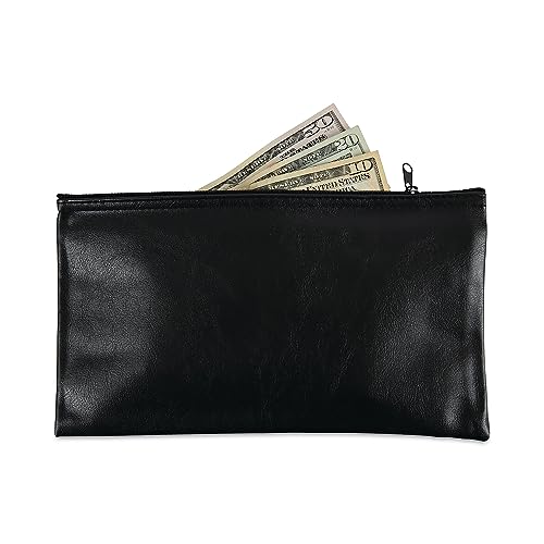 Universal UNV69021 11 in. x 6 in. Zippered Leatherette PU Wallets/Cases - Black (2/Pack)2