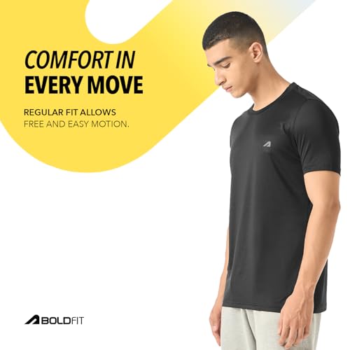 Image of Boldfit Gym T Shirts for Men Workout Breathable T Shirt for Man Active Wear Sports Tshirt for Men Lightweight Gym Tshirts for Man Dry Fit Running T Shirts for Boys Regular Fit Sports Tshirts