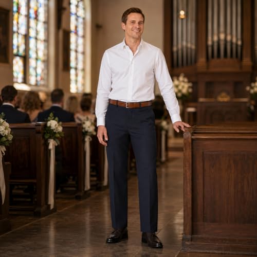 Image of Soojun Men's Classic Fit Flex Waist Flat Front Dress Pant