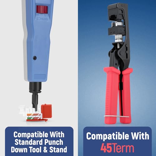 Image of Everest 45 Degree RJ45 Cat6 Keystone Jacks Slim Profile 10-Pack Orange | Compatible with 45 Angled Speed Termination Tool - 45Term (B0BL3GS7ZY)