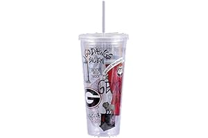 22 oz Georgia Bulldogs Clear Tumbler with Lid and Straw