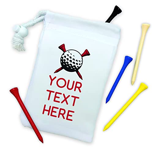 NOT JUST A PRINT Personalised Golf Gift Set - Golf Tee Bag Customised With Your Name or Text - Golf Tees Gift Set for Golfer (Any Text Golf Tee Bag)