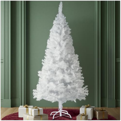 tectake Christbaum realistischer und naturgetreuer Weihnachtsbaum künstlich Tannenbaum Deko Christmas Tree - Kunstbaum mit Ständer - 180 cm 533 Spitzen Weiss