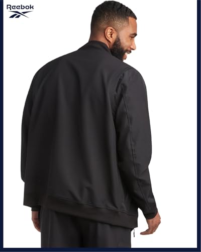 Image of Reebok Mens Rain Jacket - Full Zip Up Lightweight Water Resistant Windbreaker Soft Shell Collar Rain Coat for Men (S-XL)