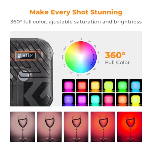 Image of K&F CONCEPT RGB Video Light 21 Light Effects, 2500K-9900K, CRI 96+, Black