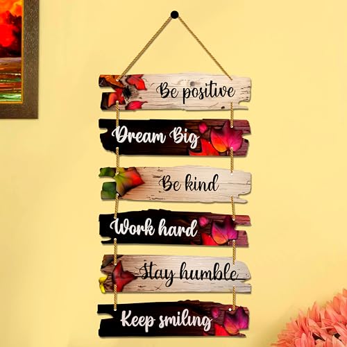 Image of EXPLEASIA Decorative Wall Hanging Wooden Art Decoration Item for Home Office Living Room Bedroom Decoration Items Home Decor Gift Items (Be Positive Dream Big)