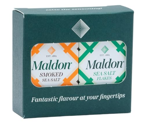 Maldon Salt, Pinch Tin Set, 2 x Original Sea Salt Pinch Tins and 2 x Smoked Sea Salt Pinch Tins, Pocket Sized Tins