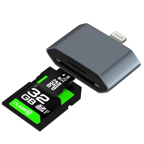 Lector de Tarjetas SD Lightning para iPhone 14Pro MAX Adaptador Lector de Tarjetas Tarjeta Micro SD Cámara Fotos Teléfono móvil Tarjeta de Memoria para iPad para Apple TF Cámara Digital Memory Stick