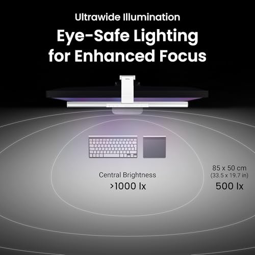 BenQ ScreenBar Pro LED Monitor Light (Black)/Ultrawide Illumination/Motion Sensor/Adjustable Brightness and Color Temperature/Eye-Care Light Bar/No Screen Glare/Space Saving/Curved Monitors/USB-C