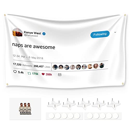 xiheer Kanye Tapestry Tweet flags, naps are awesome with Installation