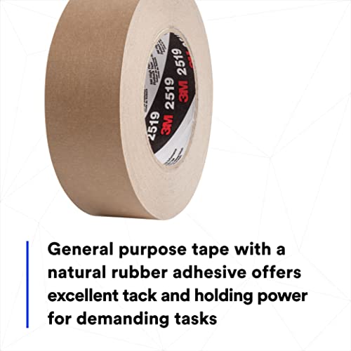 Image of 3M High Performance Flatback Tape 2519, Tan Color, General Purpose, High Temperature, Kraft Paper Backing, Moisture Resistant, Hand Tearable, 48 mm x 110 m, 7.1 mil, 24 /Case