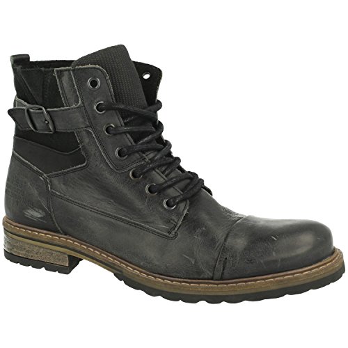 BULLBOXER Herren Stiefel 285K84158,Männer Boots,Lederstiefel,Schnürstiefel,Combat,Chukka,Blockabsatz,Grey,EU 45