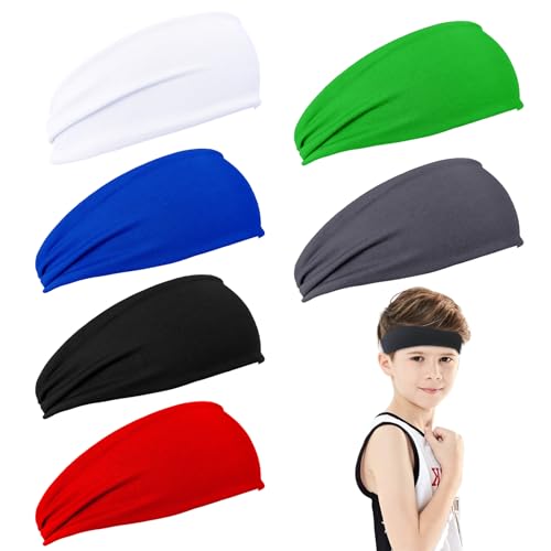 6 Stück Stirnbänder für Kinder, Sport Schweißbänder, Yoga Haarbänder...