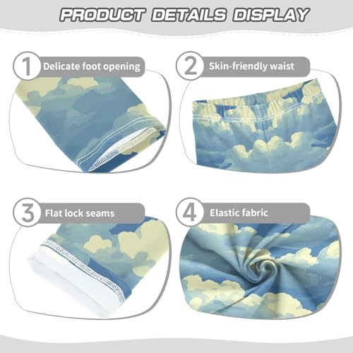 Pattern of Clouds Girls Leggings,Workout Leggings for Girls Toddler Athletic Leggings Size for 3-10T3