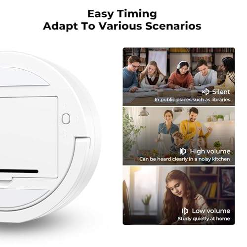 Image of EooCoo Digital Kitchen Timer with Stand,199-Minute Visual Timers LED Display for Kids＆Adults,Magnetic Countdown Countup,Management Education Tool for Home Kitchen,School,Office,Fitness,Studying- White