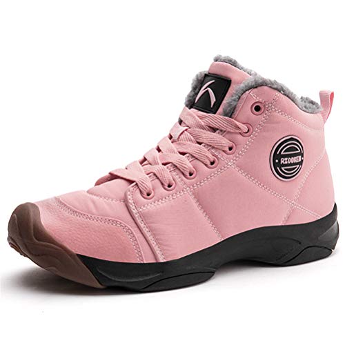 AZOOKEN Hombre Mujer Botas de Invierno Zapatillas Trekking Senderismo Impermeables Nieve Antideslizante Calientes Botines (6118-Pink40) Cover