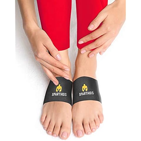 Sparthos Arch Compression Brace - Plantar Fasciitis Support Brace - Foot Feet Brace, Ankle Pain Relief, Night Splint - Shoe Boot Sandals Insert Inserts Insoles - Mens and Womens (Black-L) Cover
