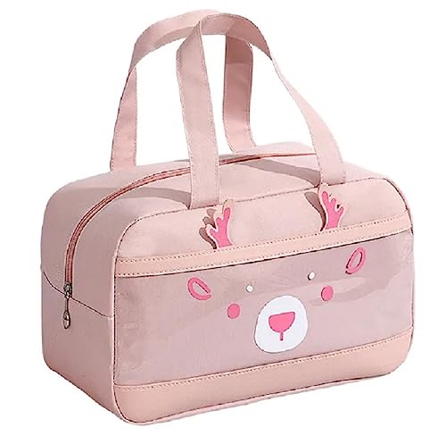 Image of CoolKraft Lunch Bag for School Kids, Girls, Cute Animal Design Bag, Lunch Bag for Office Women Travel Picnic Bag, Insulated Portable Tiffin Bag 29 x 18.5 x 14 cm (Reindeer Pink)Polyester,8 Liters