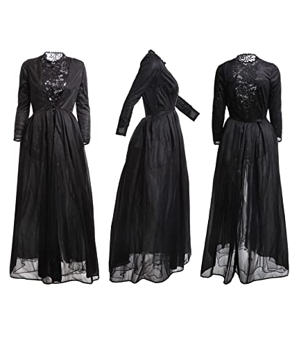 Xxxiticat Women'S Sexy 2Pcs Gothic Lace Sheer Jacket Long Dress Gown Party Halloween Costume Outfit thumb #4