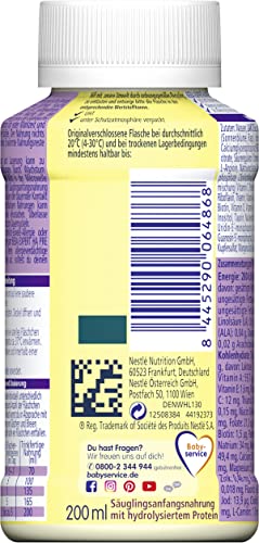 Nestlé BEBA expert HA PRE Hydrolysierte Anfangsnahrung, Säuglingsnahrung von Geburt an, 1er Pack (1 x 200ml)