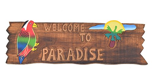 Interlifestyle Tiki Plaque en bois avec inscription « Welcome to Paradise » 50 cm Cover
