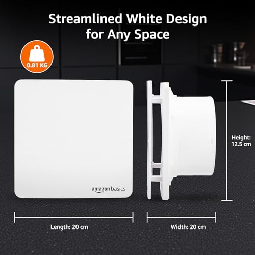 Image of Amazon Basics Axial Fan 6 inch | 22W | 7 Blades | 135 mm Sweep | 7.5 dB Low Noise | Window Mount | Wall Switch Control | White Plastic Body