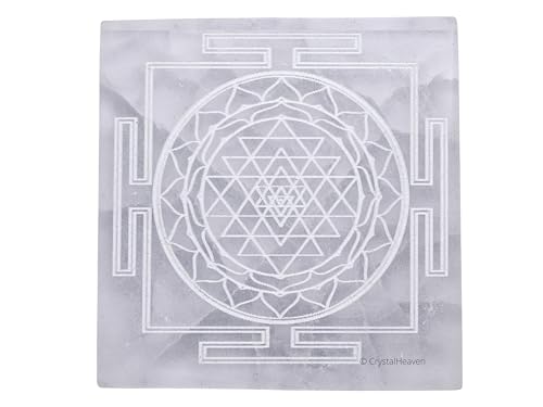 Image of Selenite Plate with Shree Yantra - Premium Selenite Charging Plate