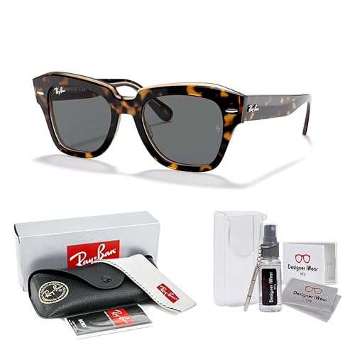 Ray-Ban State Street RB2186 Square Sunglasses for Men for Women +BUNDLE with ACCESSORY EYEWEAR KIT2
