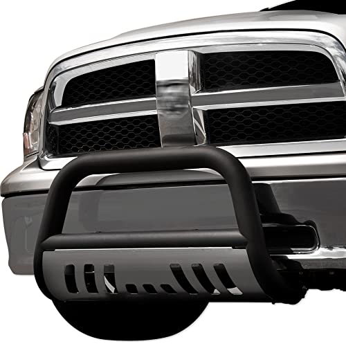 TLAPS 7422443494469 Compatible with 2019-2021 Chevy Silverado GMC Sierra 1500/2022 LTD Limited Matte Black Classic Style Bull Bar Guard with Stainless Skid Plate
