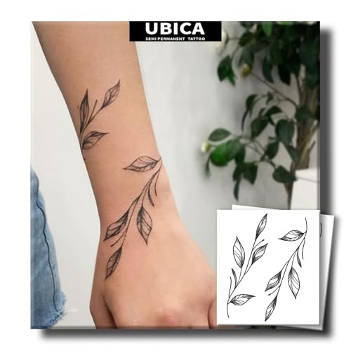 Tattoo Tech 2 Sheets Semi-Permanent Temporary Tattoos Leaves