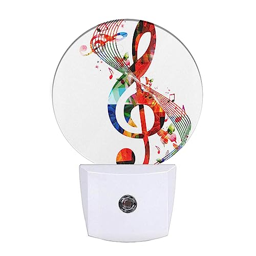 Image of EKOBLA Music Note Night Light, Colorful Musical Theme Night Lights Plug Into Wall with Dusk to Dawn Sensor for Home, Office and All Ages