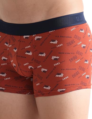 Image of U.S. Polo ASSN. Mens OET16 Cotton Stretch Brand Printed Underwear Trunks - Pack of 2
