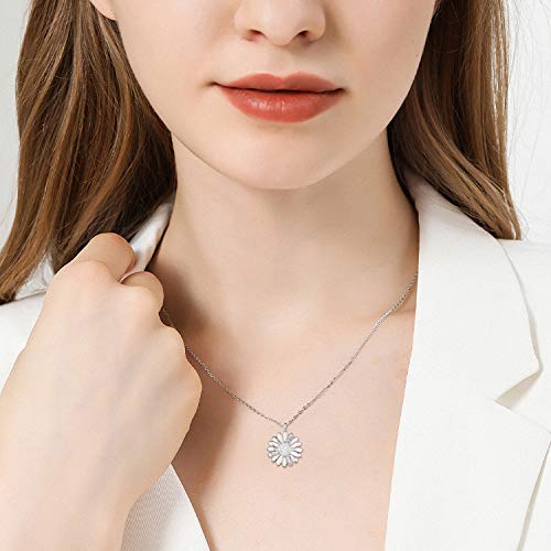 KINGWHYTE Daisy Necklace Gifts for Women 925 Sterling Silver Opal Daisy Pendant Spring Flower Necklace Jewelry Graduation Birthday Celebrate Congratulation Gift3