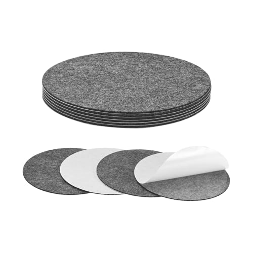 M METERXITY 10-Pack Lamp Base Felt, 5.5 Inch Dia. 2mm Thick Self Adhesive Round Fabric Felt Pads for Lamp/Furniture/DIY, Non-Slip Fiber Backed Patch Circles with Adhesive Backing [Grey]