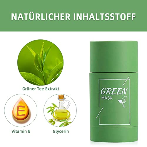 Green Mask Stick,Grüner Tee Clay Maske, Tiefenreinigung zur Ölkontrolle Mitesser Entfernen,Befeuchtet und kontrolliert… - Image 3