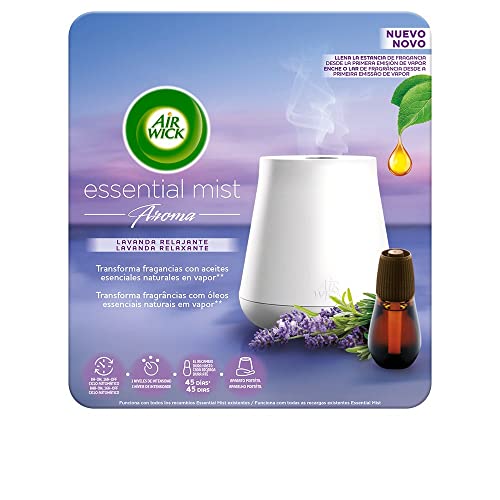 Air Wick Essential Mist - Aparato y recambios de ambientador difusor, esencia para casa con aroma a Lavanda Relajante - pack de 1 aparato y recambio