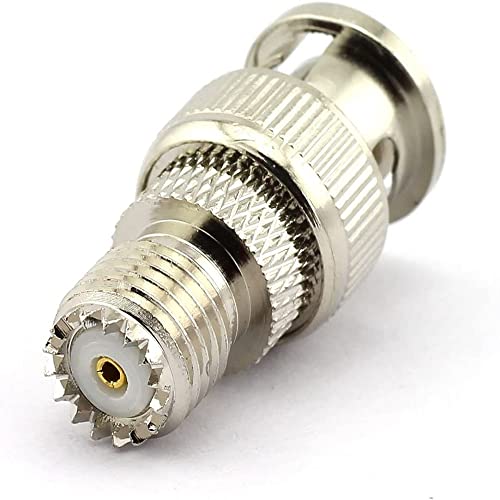 Image of BNC Male to Mini UHF Female Adapter | RF Coax Jack Connector | Mini UHF Female to BNC Male Straight Coaxial Coupler (1)