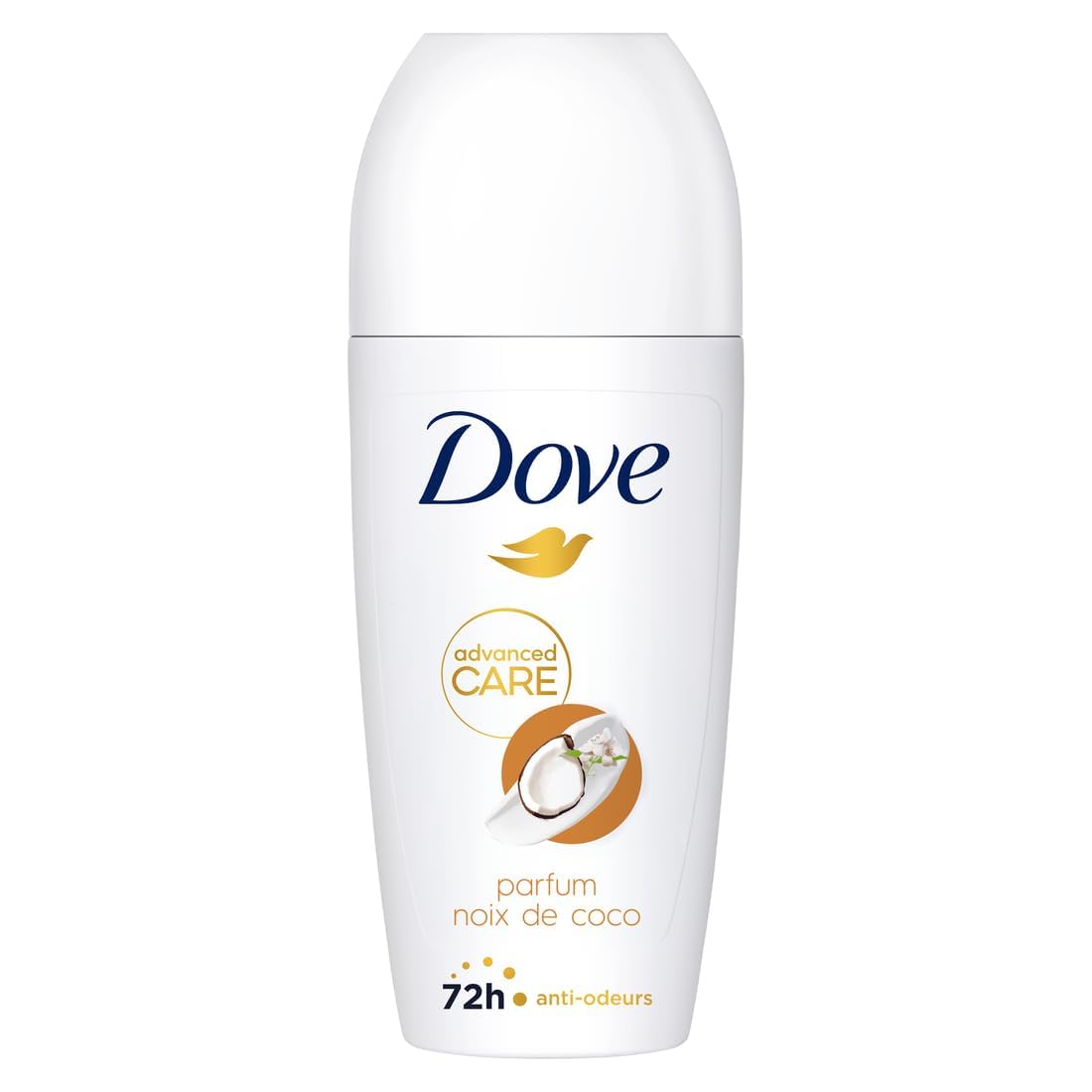 DOVE Déodorant Bille Anti-Transpirant Advanced Care - Noix de Coco - Soin quotidien des aisselles - 72h de protection contre la transpiration - lot de 6x50ml