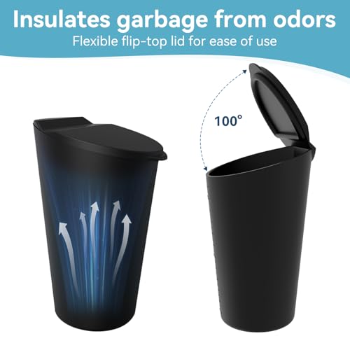 Topfit Auto Mülleimer mit Deckel Silikon Universal Handy Abfalleimer für Getränkehalter in der Konsole oder Tür Mini Müll Kann Behälter für Auto Haus Büro Küche Wohnzimmer (Schwarz) – Bild 6