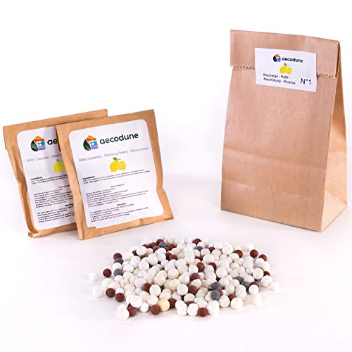 aecodune 1 Año Recarga de Detergente Lavadora Ecológico y Económico - 240 Lavados - Para Bola Lavadora Recargable - Perlas de Detergente Natural Para Ropa - Hipoalergénico - Limón