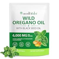 Capsules d'huile d'origan 120 gélules, Oregano Oil Capsules d'origan bio végétaliennes - 2 en 1 6000 mg d'huile d'origan avec 200 mg d'huile de nigelle, soutien digestif